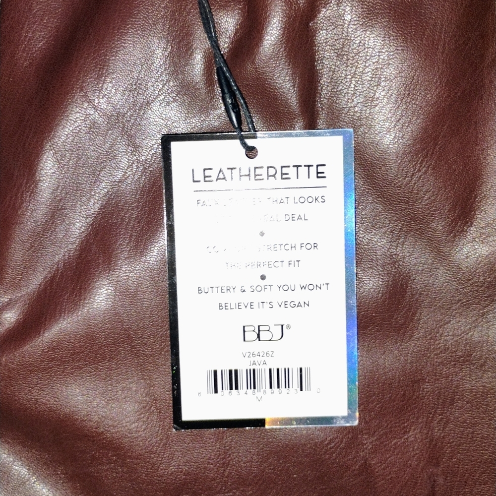 NWT BBJ Leatherette Pants M Java Faux Leather 28W 30L - Picture 4 of 6